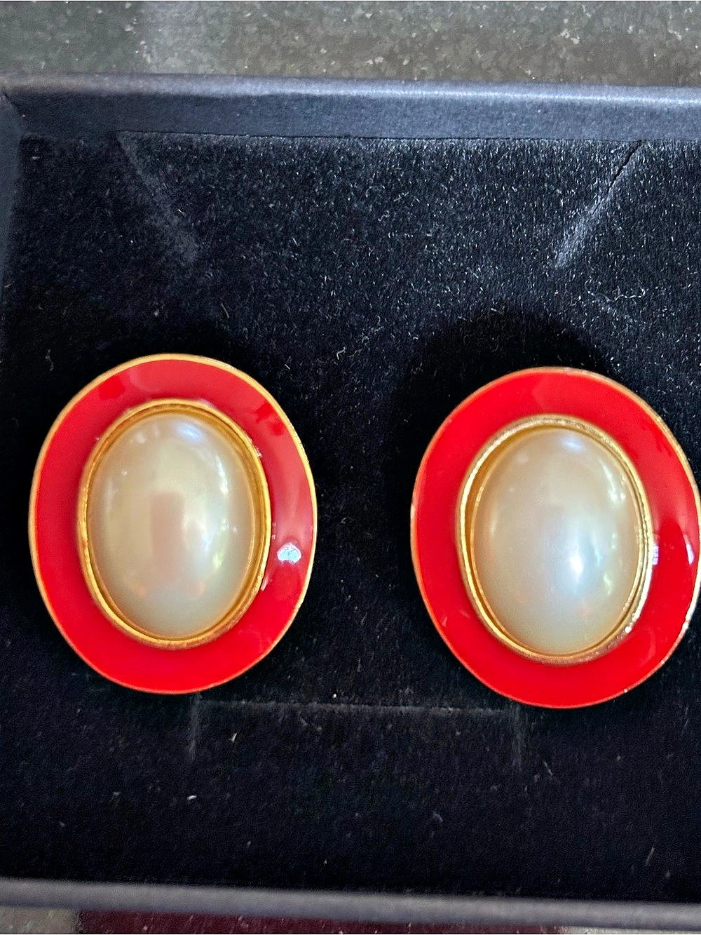 Red & Gold Oval Earrings